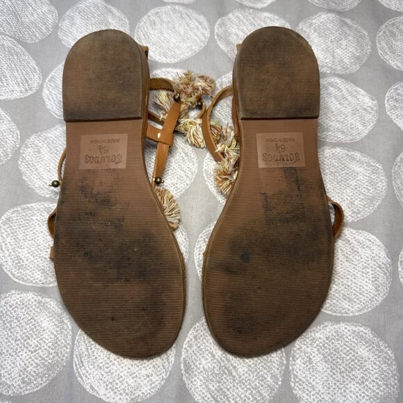 Soludos x Anthropologie Panarea Leather Tasseled Sandals Sandals Sz 6.5 - Picture 10 of 16